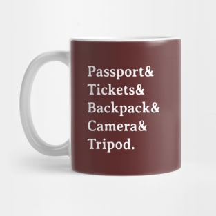 Travel Essentials. Mug